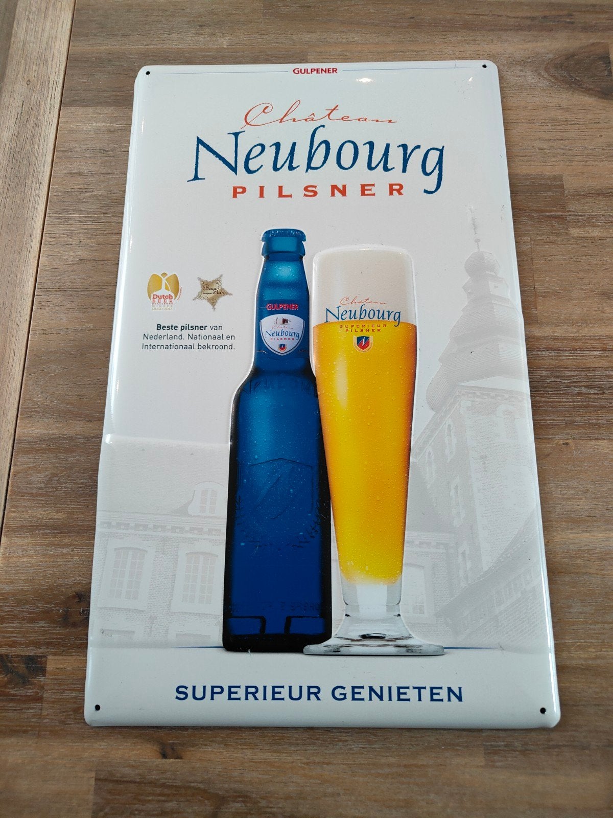 Chateau Neubourg Pilsner Reclamebord, Ophalen of Verzenden, Zo goed als nieuw