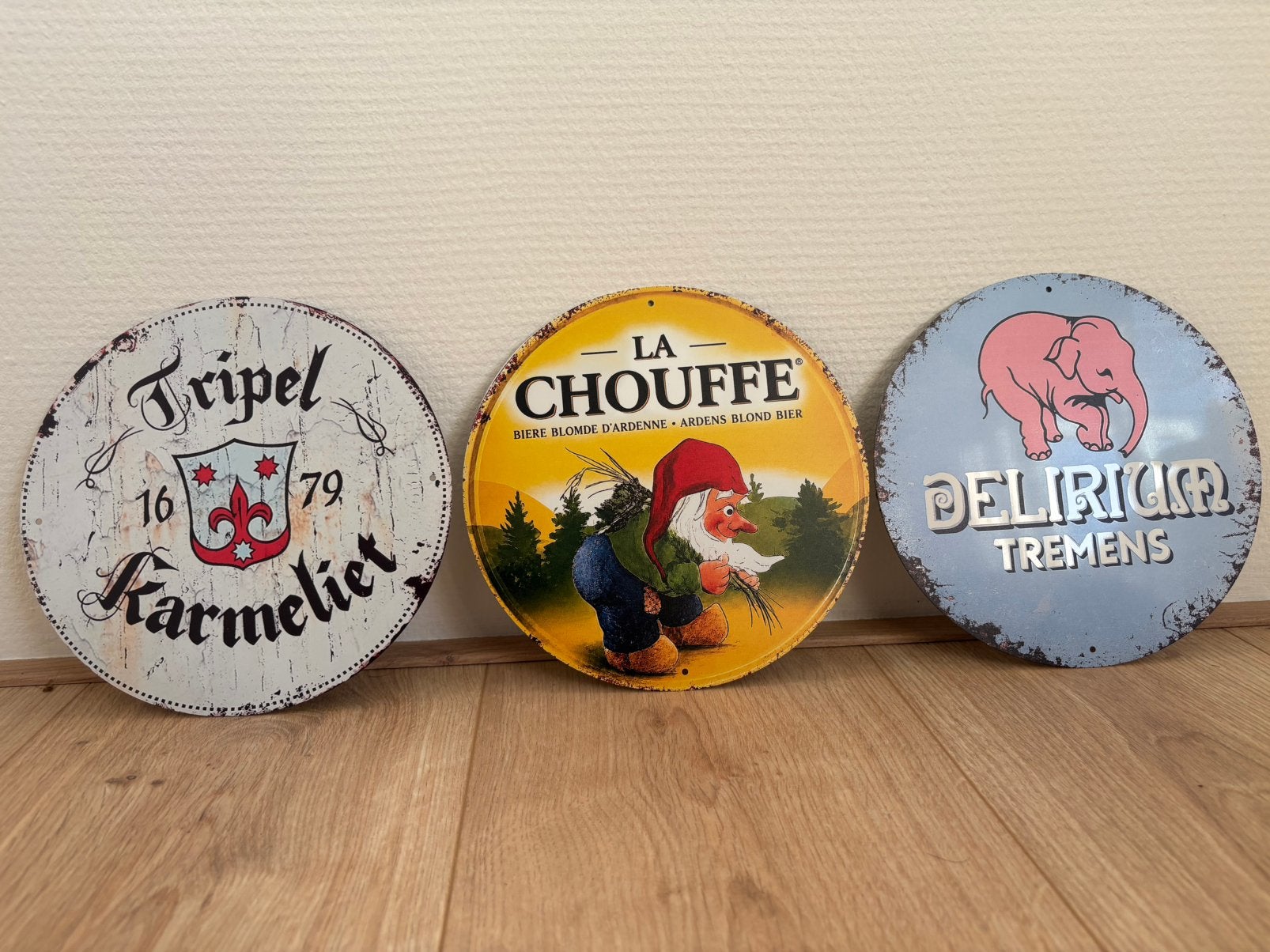 Prachtige ronde vintage borden van populaire biermerken, Ophalen of Verzenden, Zo goed als nieuw, Reclamebord