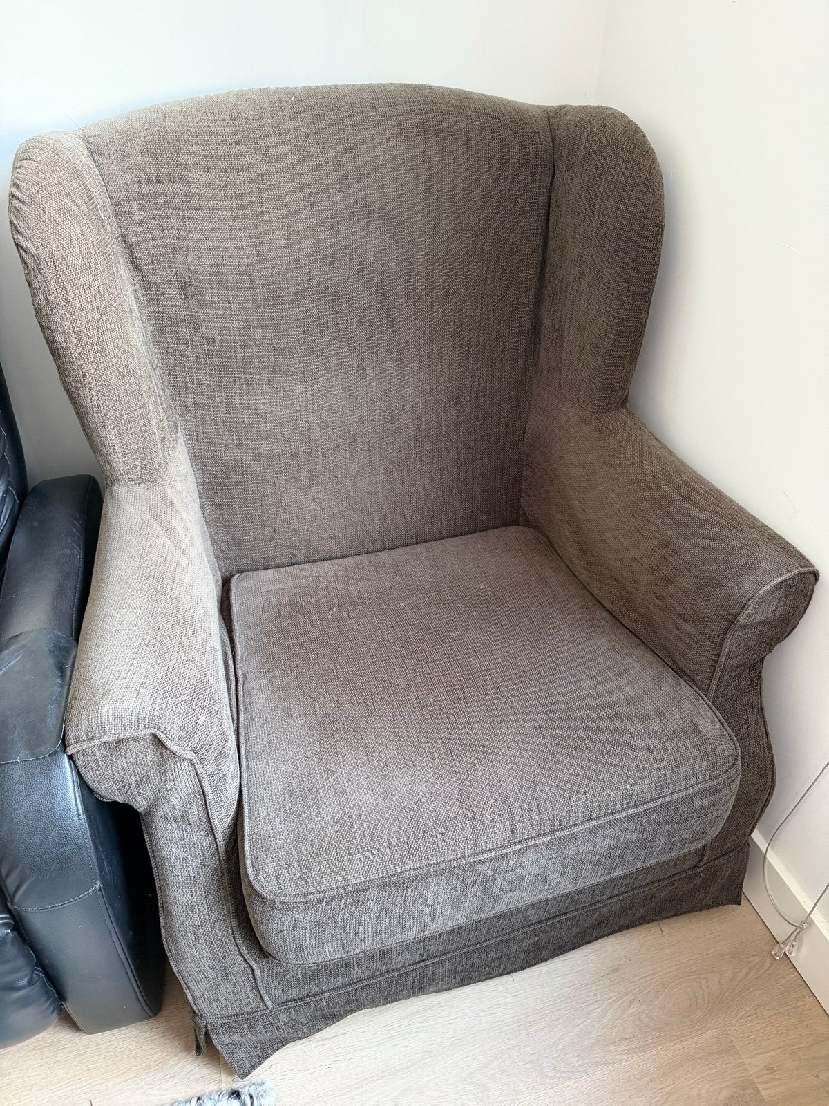 Comfortabele grijze fauteuil, Huis en Inrichting, Ophalen, Zo goed als nieuw, Stof, 75 tot 100 cm