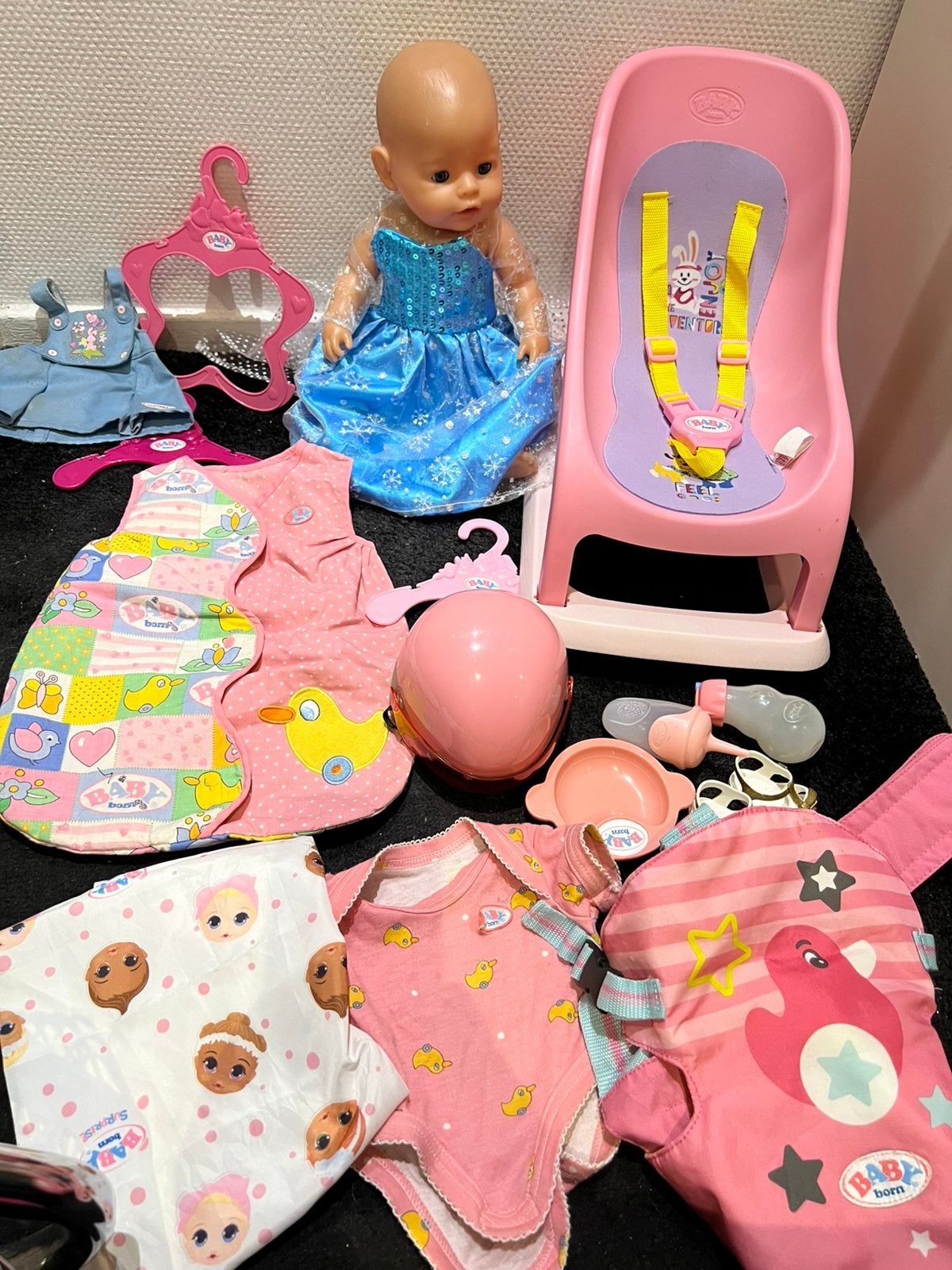 Baby boren slaapzak, wipstoeltje, draagzak,, Ophalen of Verzenden, Babypop