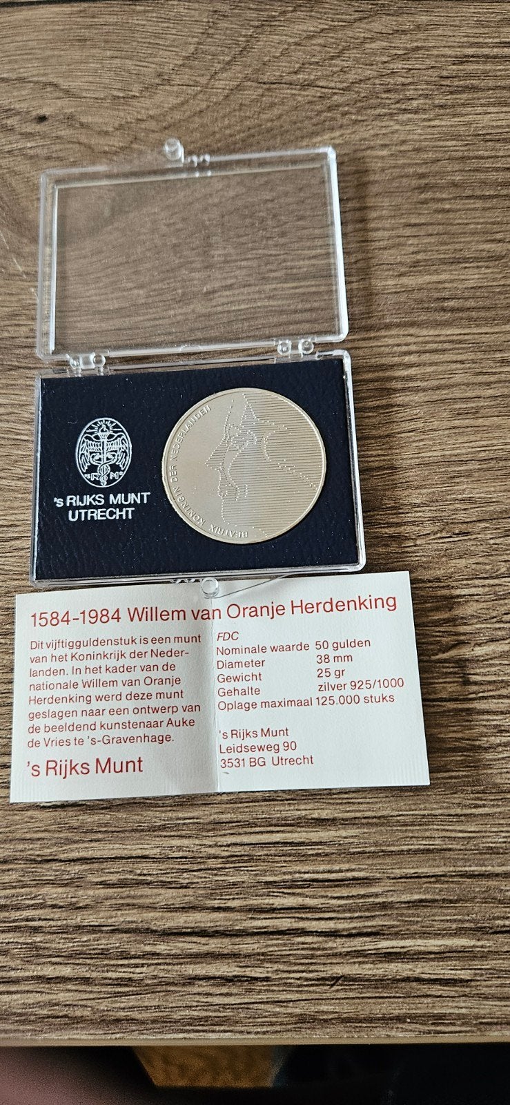 zilveren 50 gulden 1984 Willem van oranje Fdc, Postzegels en Munten, Koningin Beatrix, Zilver, Ophalen of Verzenden, Losse munt