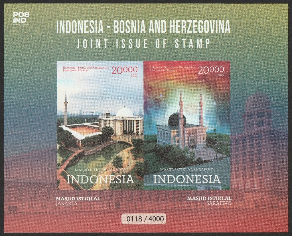 adv. 10 NIEUW Indonesië - ongetand blok 2025 samenw. Bosnië, Ophalen of Verzenden, Postfris, Zuidoost-Azië