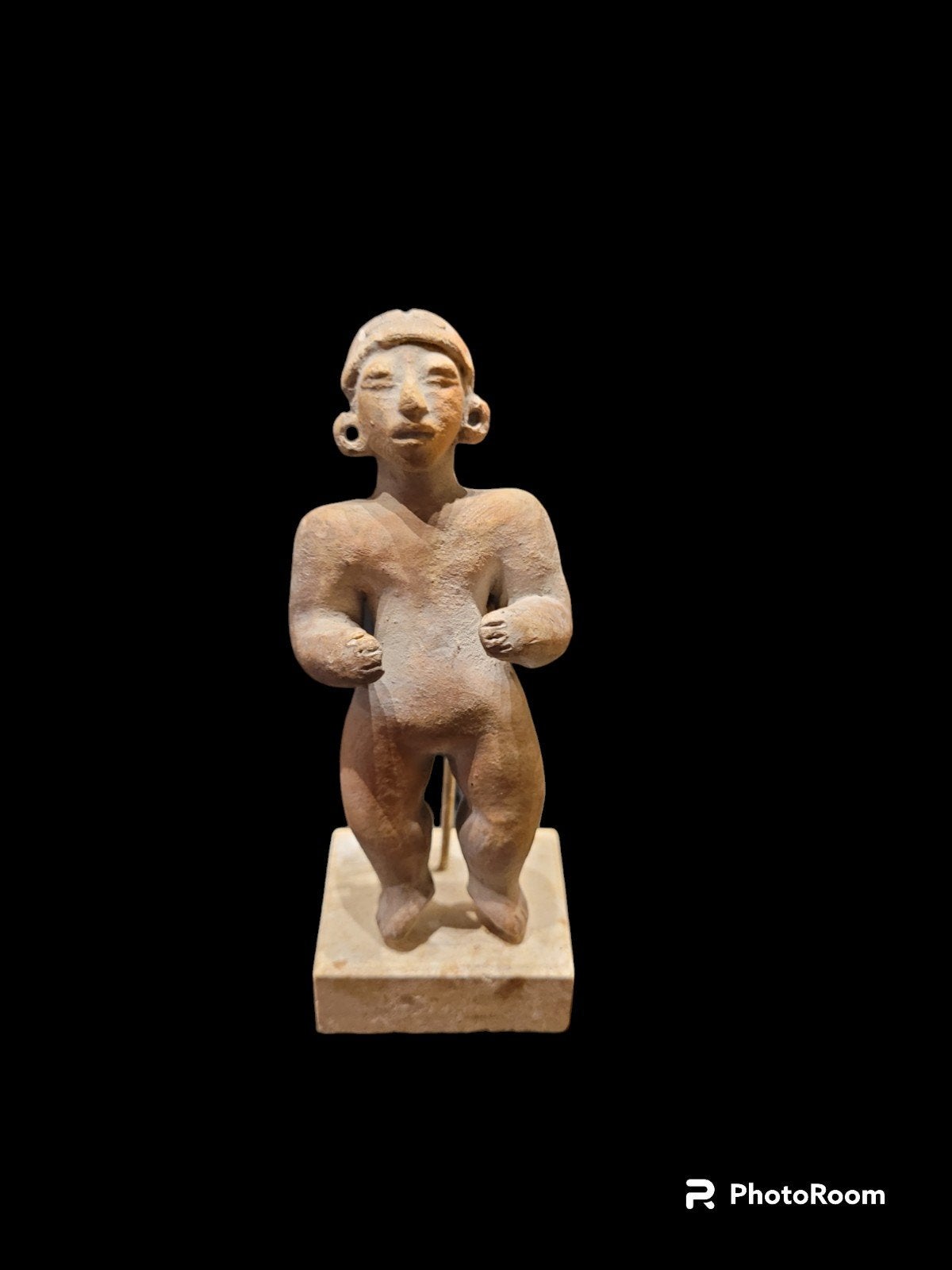 Precolumbiaanse Jama-Coaque Figurine uit Ecuador, Steen/keramiek, Bruin, Handgemaakt, Ophalen of Verzenden