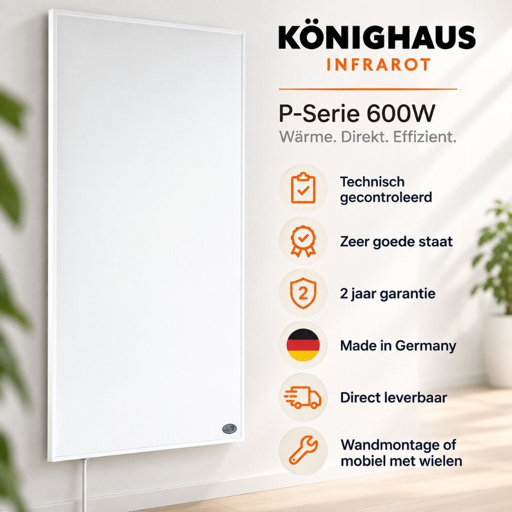 Könighaus infraroodpaneel 600W | Tweede Kans | P-Serie, Doe-het-zelf en Verbouw, Ophalen, 500 tot 800 watt, Radiator, Zo goed als nieuw