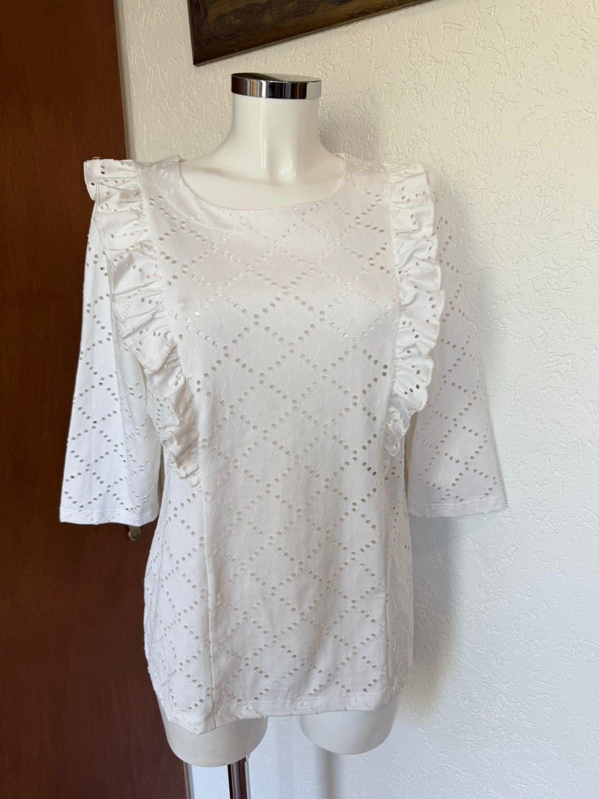 Witte blouse maat 40/42, Ophalen of Verzenden, Zo goed als nieuw, Maat 38/40 (M), Wit