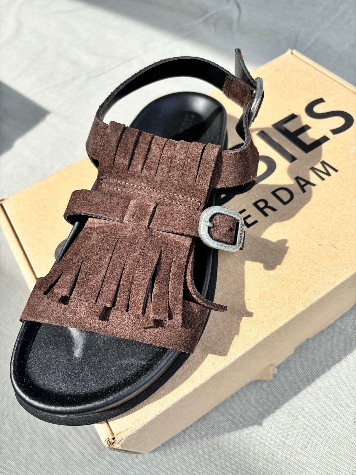 Shabbies Amsterdam Inga Fringe Sandalen - Nieuw, Ophalen of Verzenden, Nieuw, Bruin, Sandalen of Muiltjes