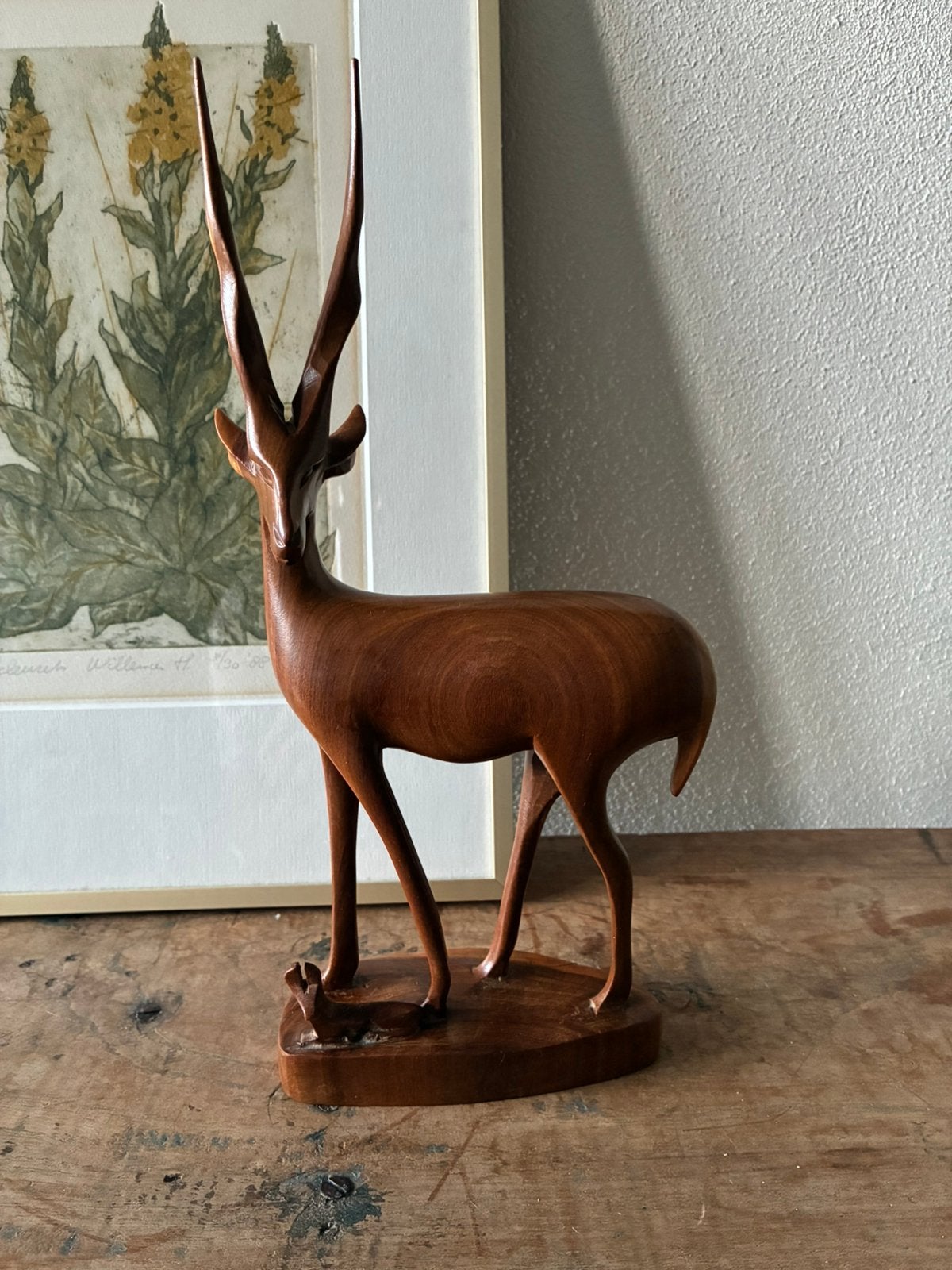 Vintage houten beeldje van Antilope of Gazelle, Ophalen of Verzenden