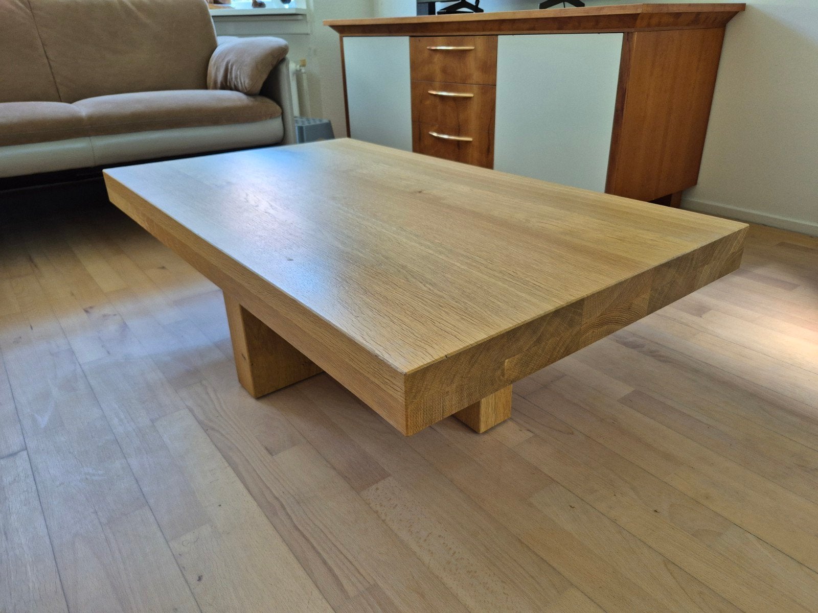 Massief eikenhouten salontafel 70x120, Huis en Inrichting, Tafels | Salontafels, Ophalen, 100 tot 150 cm, Eikenhout, 50 tot 100 cm