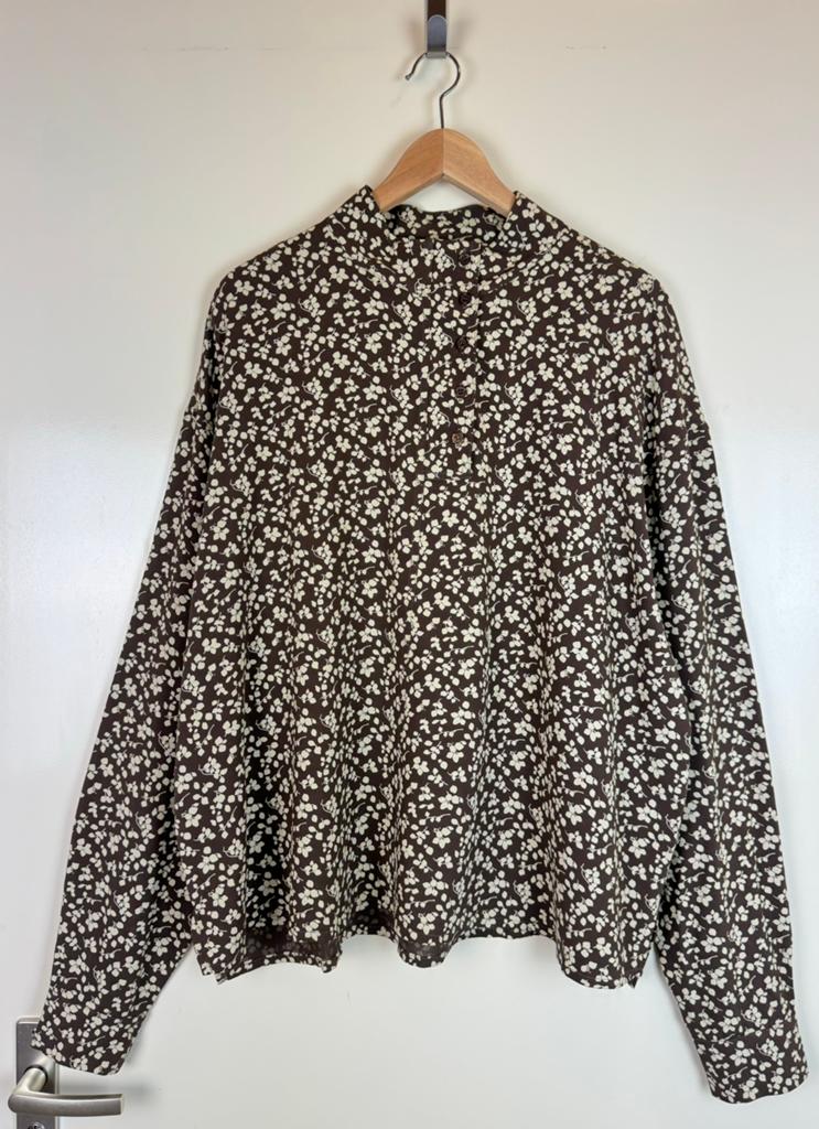 CLUB L'AVENIR floral boho blouse shirt brown tuniek top L, Kleding | Dames, Ophalen of Verzenden, Zo goed als nieuw