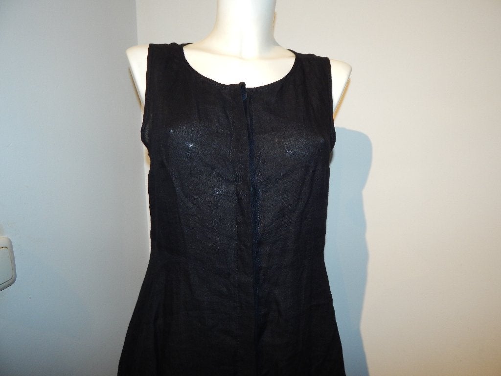 Sarah Pacini zwarte linnen jurk door knoop model mt 38/40, Maat 38/40 (M), Verzenden, Sarah Pacini, Zwart