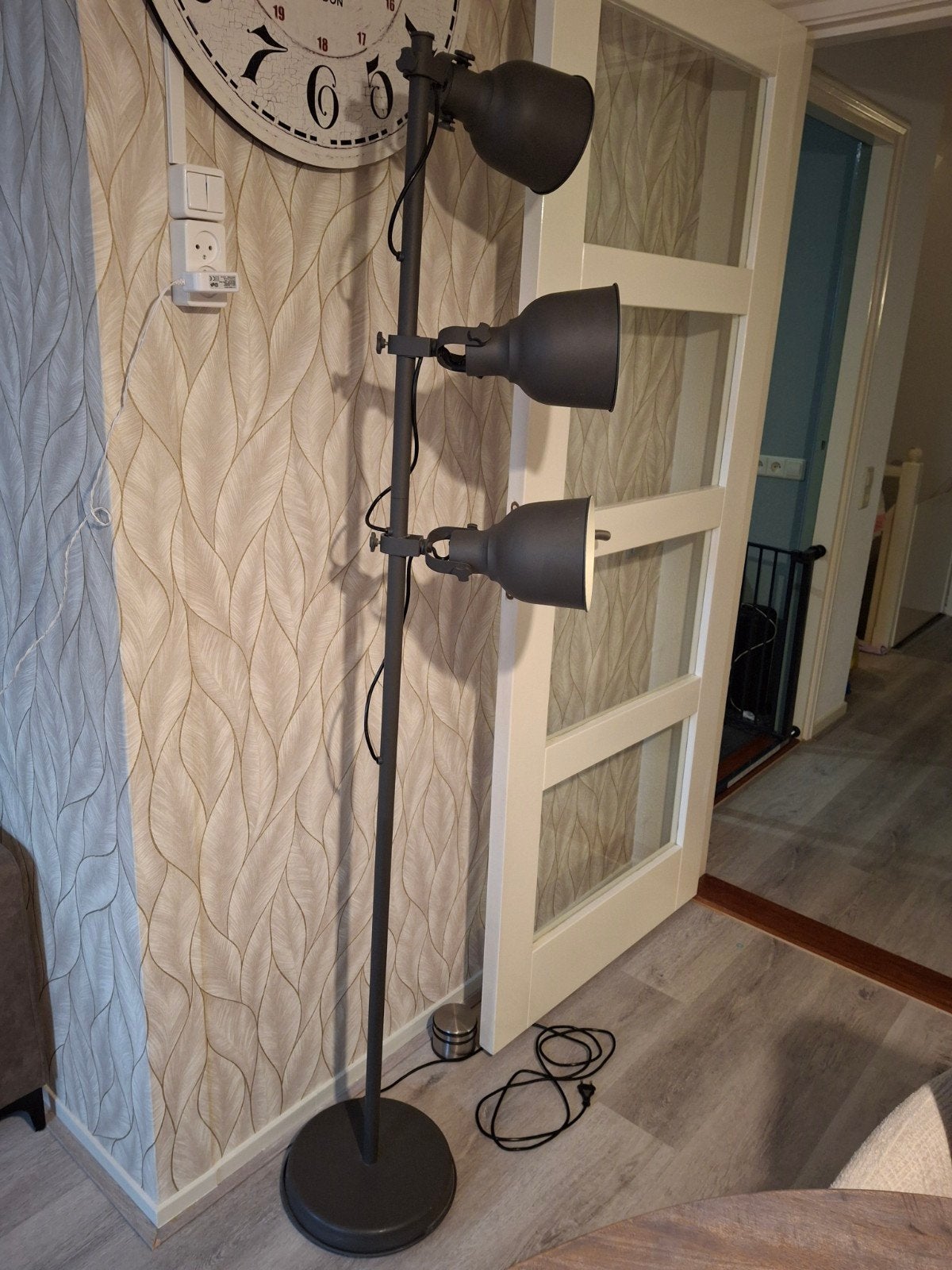 IKEA Hektar staande lamp - 3 spots, 175 cm hoog, Gebruikt, E14 (klein), Ophalen of Verzenden, Metaal