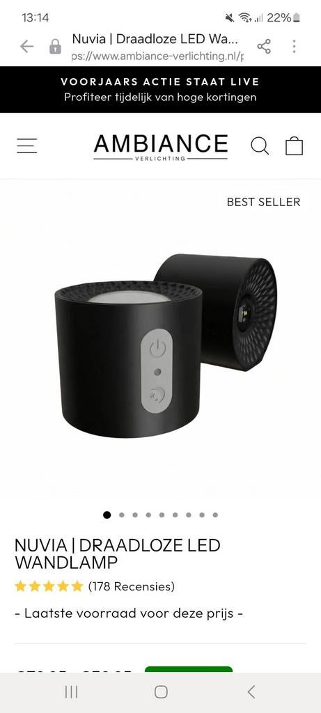 Nuvia Draadloze LED Wandlamp - Multifunctioneel & Magnetisch, Ophalen, Nieuw, Metaal, Modern, minimalistisch, draadloos
