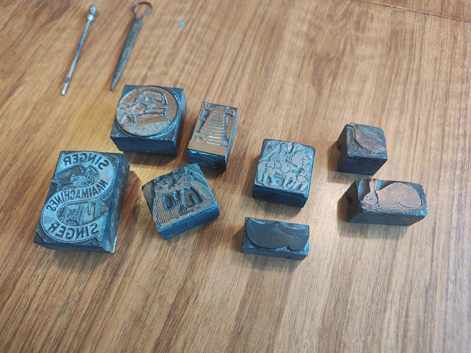 Set van 10 antieke drukblokken - diverse motieven, Ophalen of Verzenden