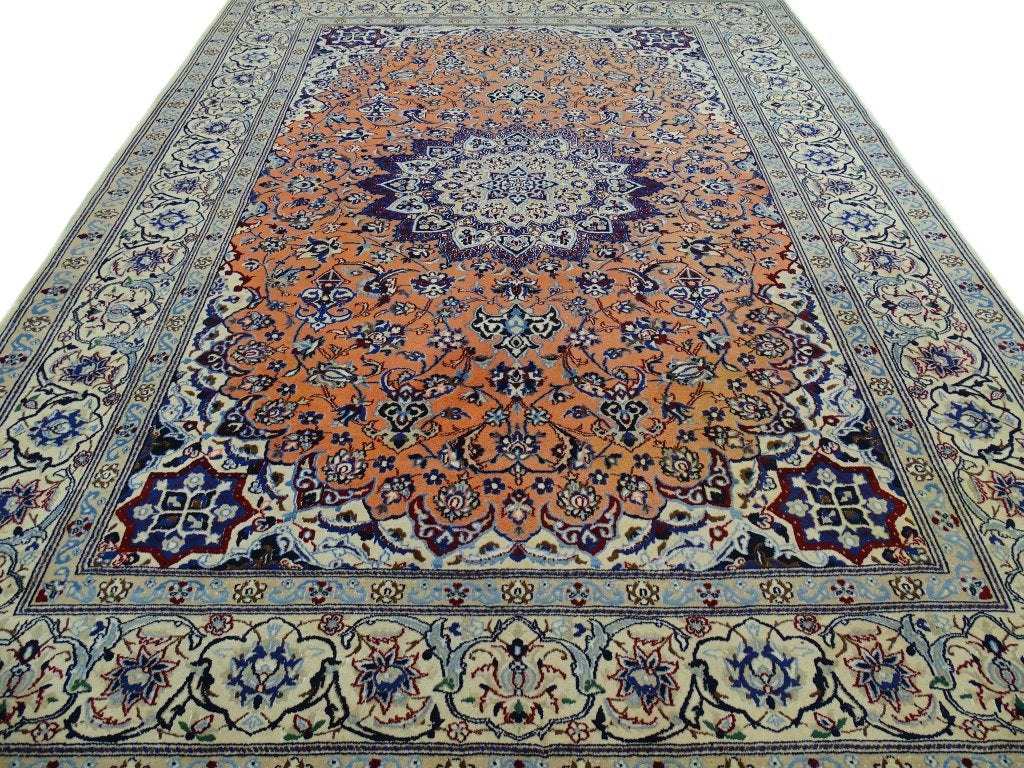 Perzisch tapijt - Nain - 340 x 247 cm - Handgeknoopt, -, Blauw, -, 200 cm of meer