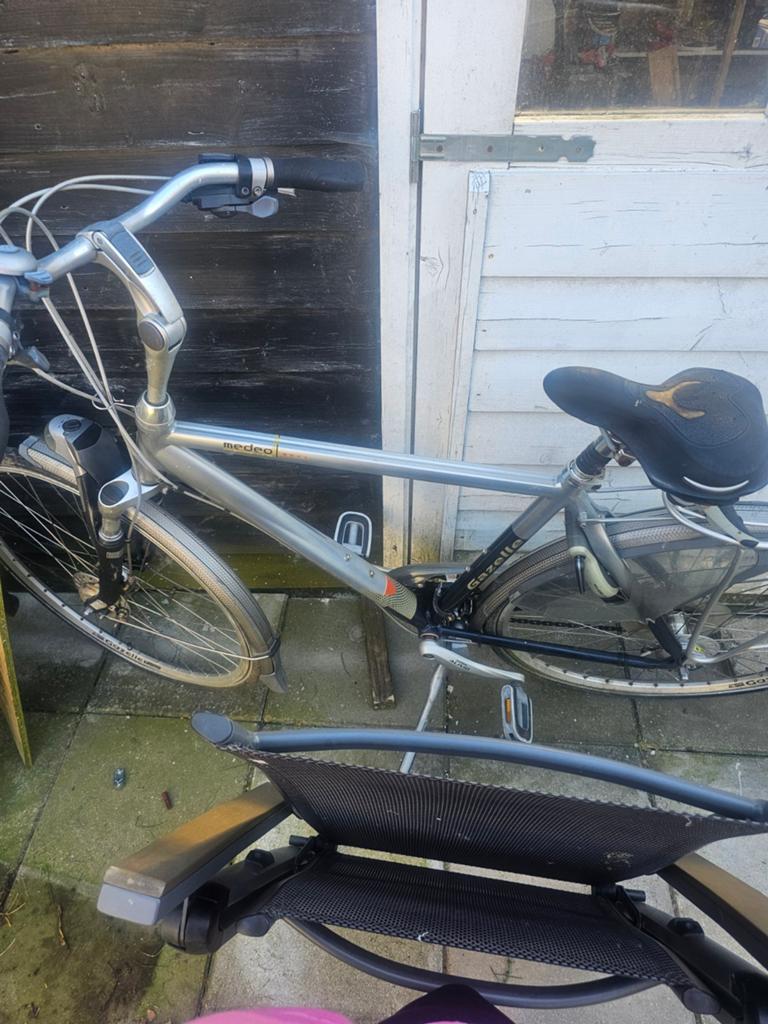 Gazelle Medeo fietsen met kinderzitje, Gebruikt, Velgrem, Versnellingen, Ophalen of Verzenden