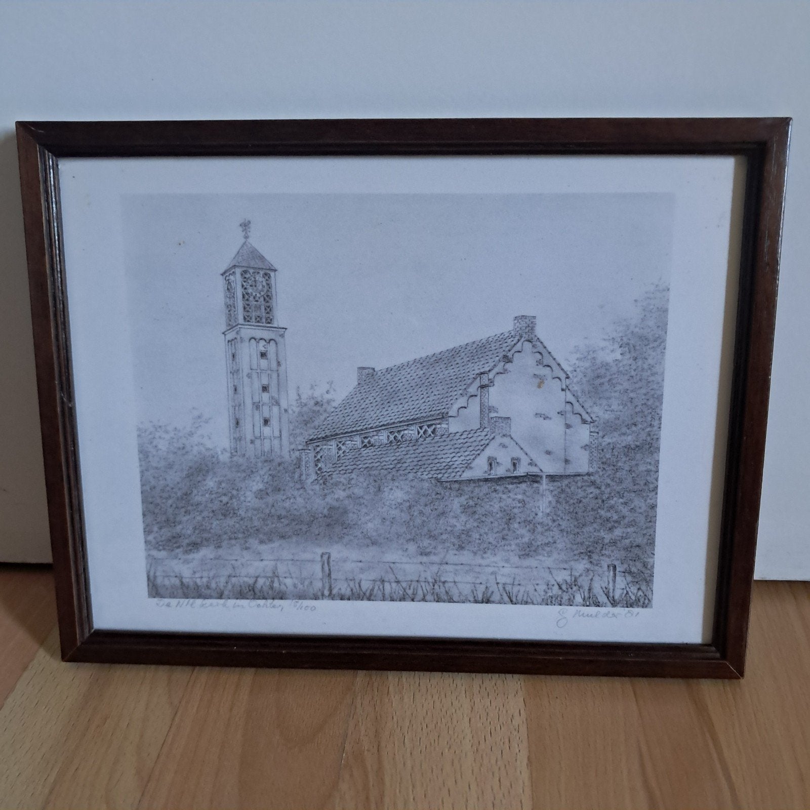 Mooie pentekening, de kerk in Ochten, Ophalen of Verzenden, Tekening