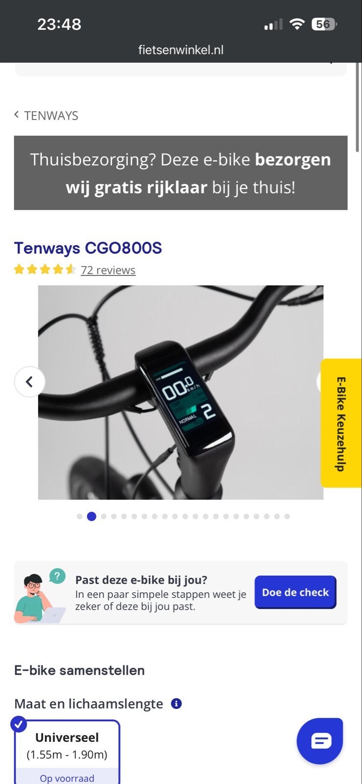 Gloednieuwe Tenways CGO800S Plus E-bike Midnight Black, Nieuw, 47 tot 51 cm, 50 km per accu of meer, Ophalen