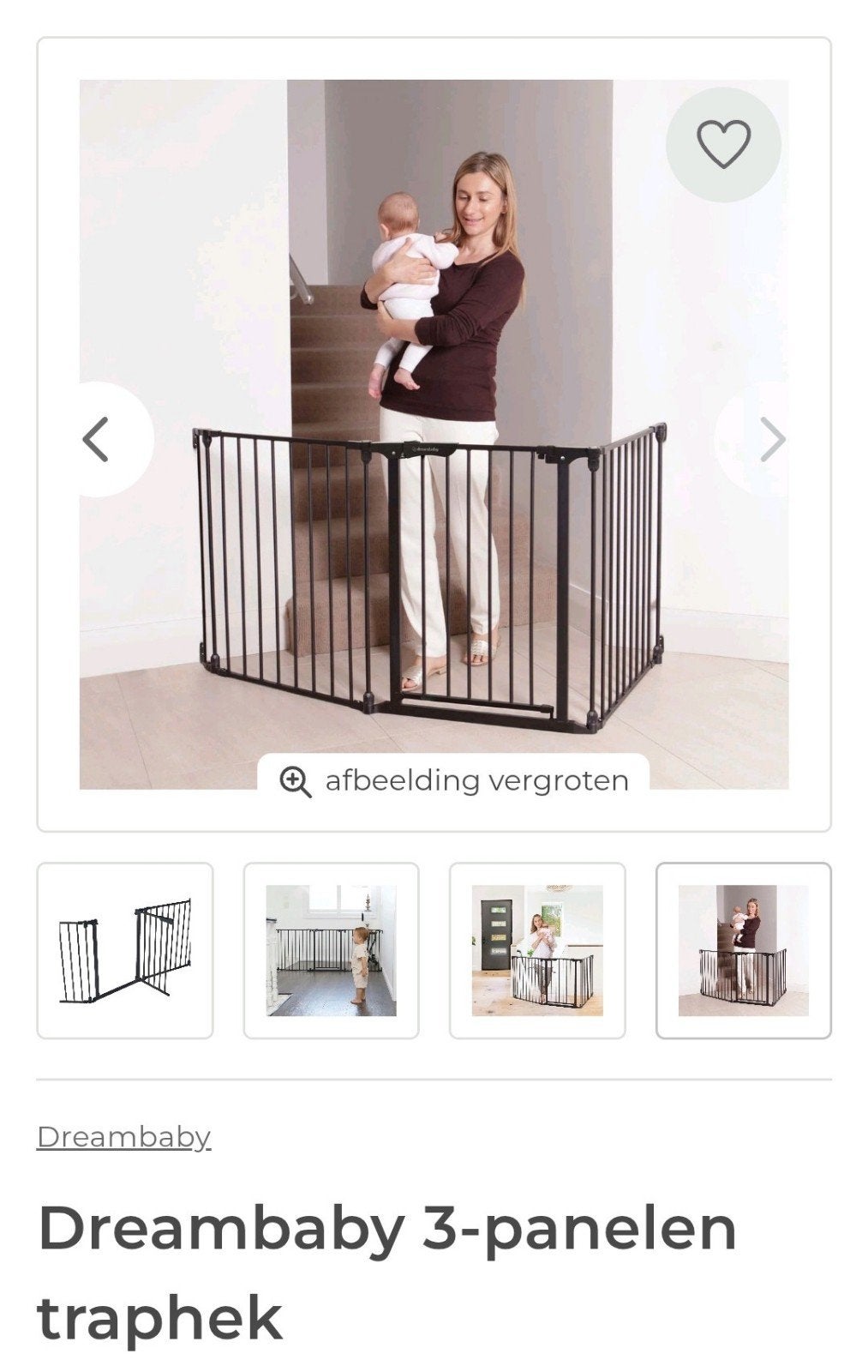 Dreambaby 3- panelen traphek nieuw!!, Ophalen, Nieuw, 115 cm of meer, Metaal of IJzer