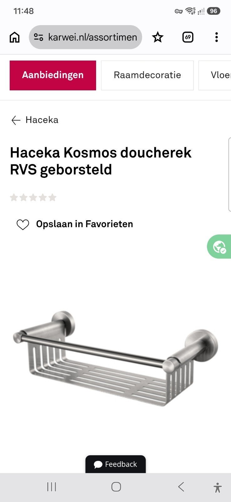Haceka Kosmos doucherek RVS geborsteld - Nieuw in verpakking, Huis en Inrichting, Ophalen of Verzenden