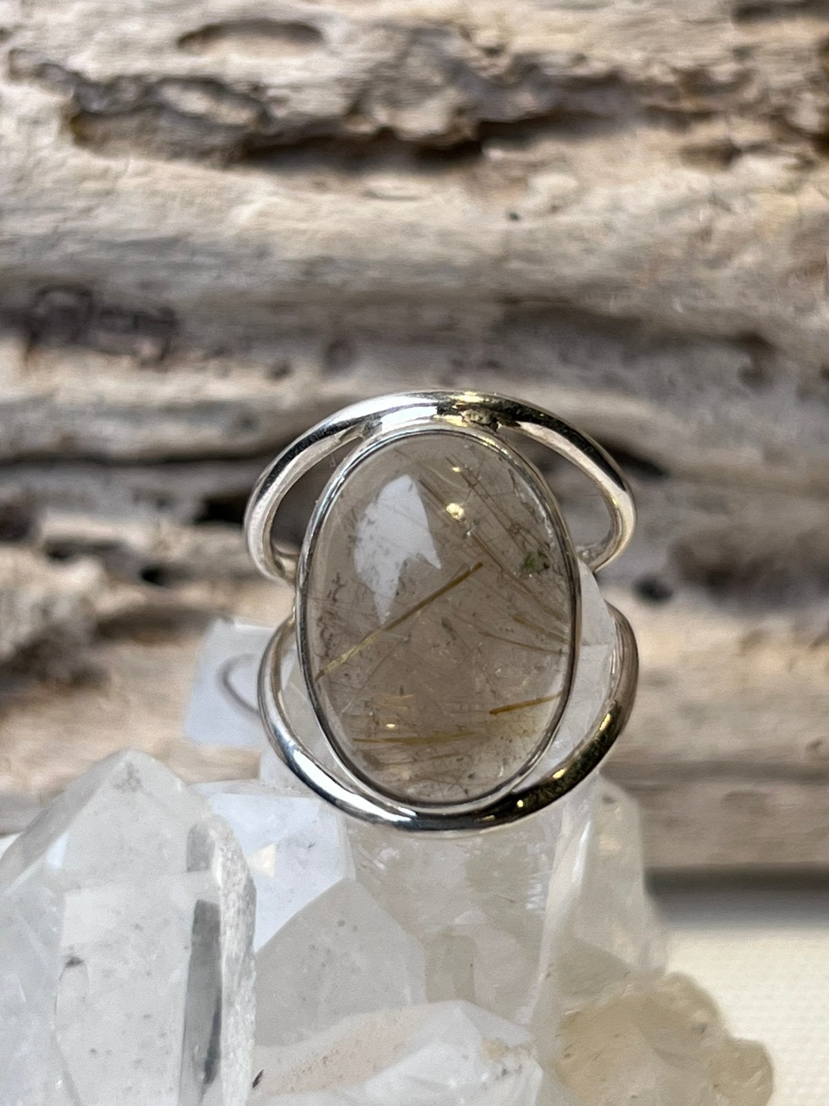 Nieuwe zilveren ring met rutiel kwarts, Nieuw, Ophalen of Verzenden, Kleiner dan 17, Met edelsteen