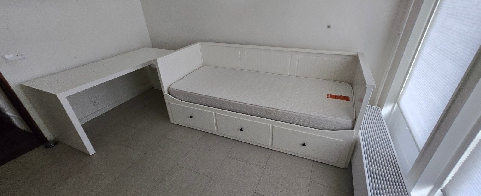 IKEA Hemnes bedbank met 2 matrassen en 3 lades, Wit, Tweepersoons, Ophalen of Verzenden, 80 cm