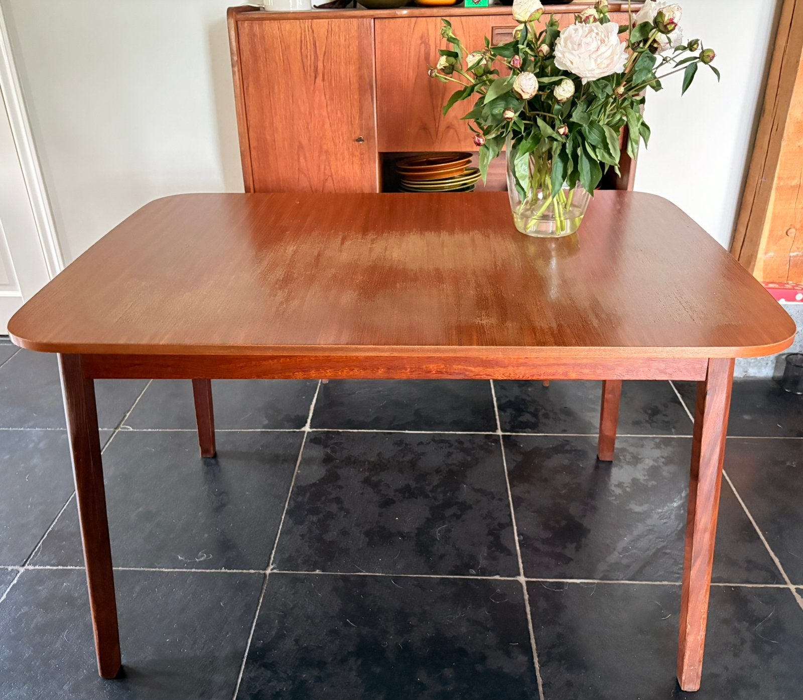 Vintage jaren 60 / jaren 70 teakhouten tafel eetkamertafel🤎, Huis en Inrichting, Tafels | Eettafels, Ophalen, Vintage, retro