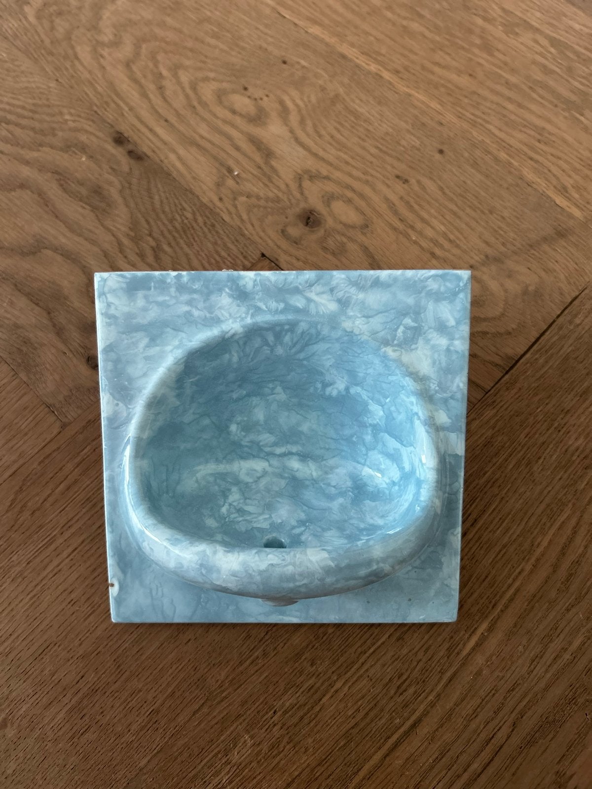 Vintage blauwe keramische zeepbakje tegel, Ophalen of Verzenden