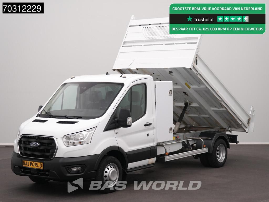 Ford Transit 170pk Kipper met Kist 3,5t Trekhaak Dubbellucht, Auto's, Stof, Euro 6, 4 cilinders, Wit