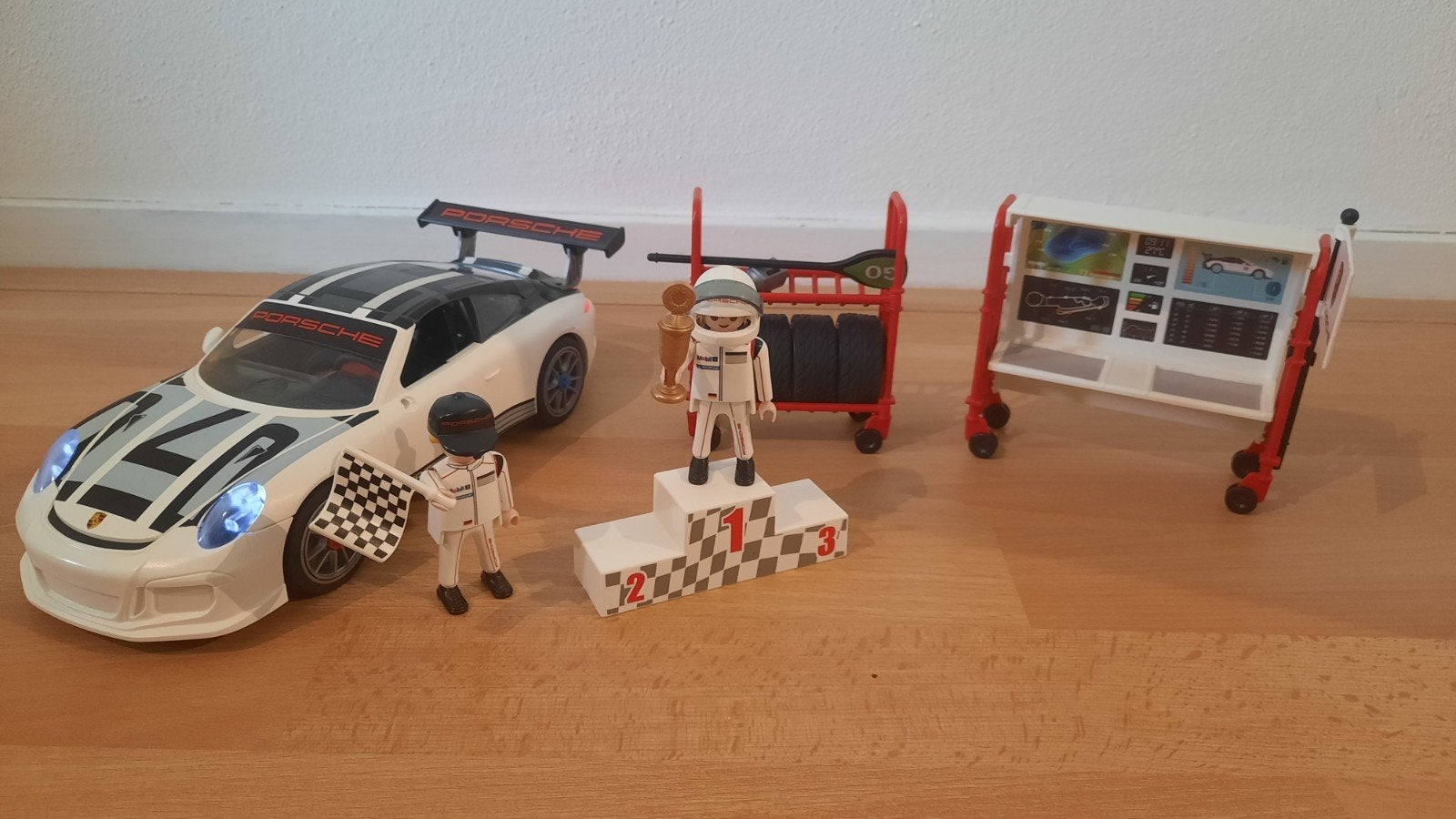 playmobil porsche 911 gt3 cup + pitstop, Gebruikt, Losse onderdelen, Voertuig, Ophalen of Verzenden