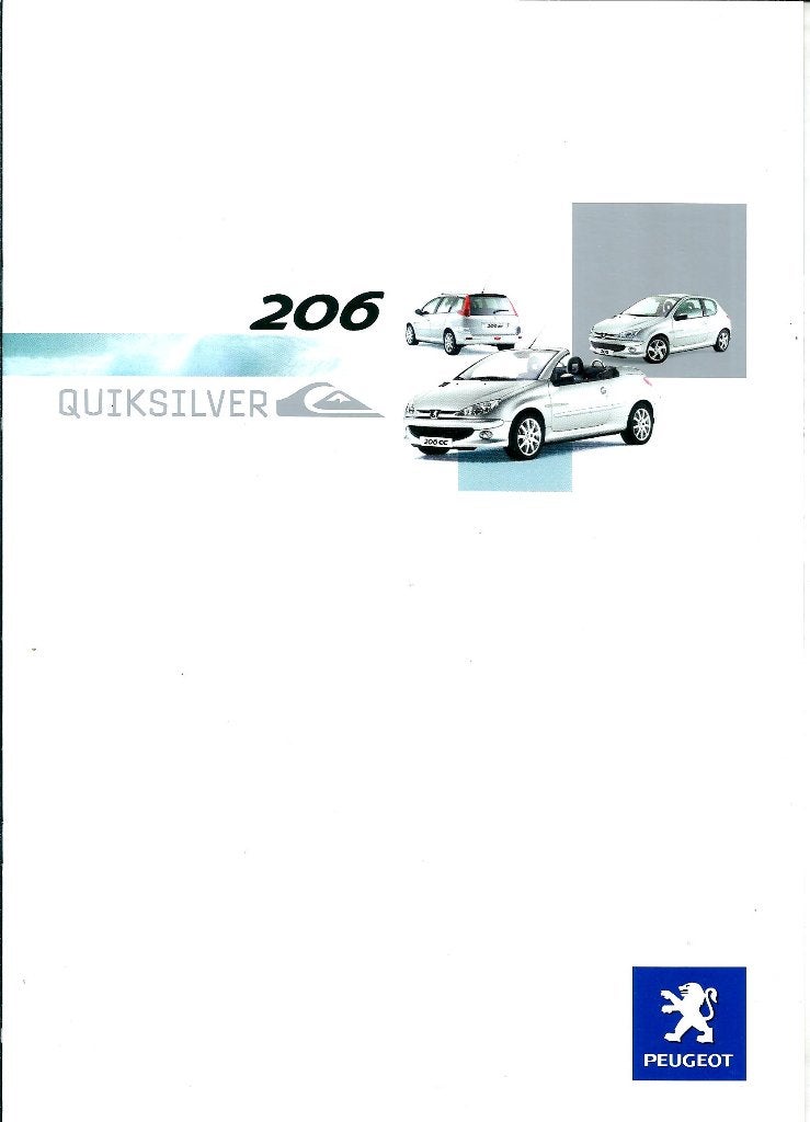 Brochure Peugeot 206 Quiksilver Juni 2004, Ophalen of Verzenden, Gelezen, Peugeot