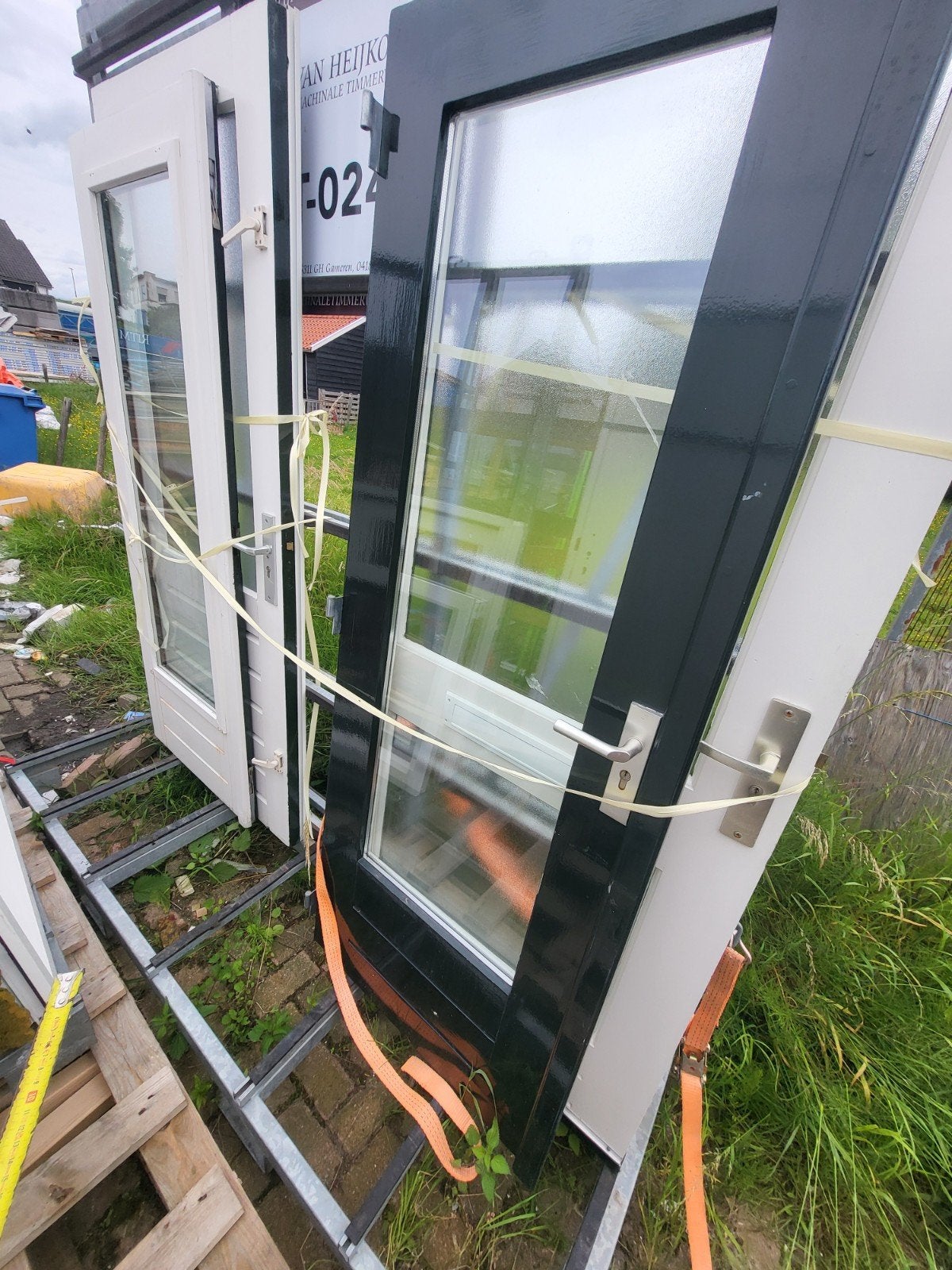 Buiten deur 2x openslaand hardhout dubbelglas, Ophalen of Verzenden, Buitendeur, 200 tot 215 cm