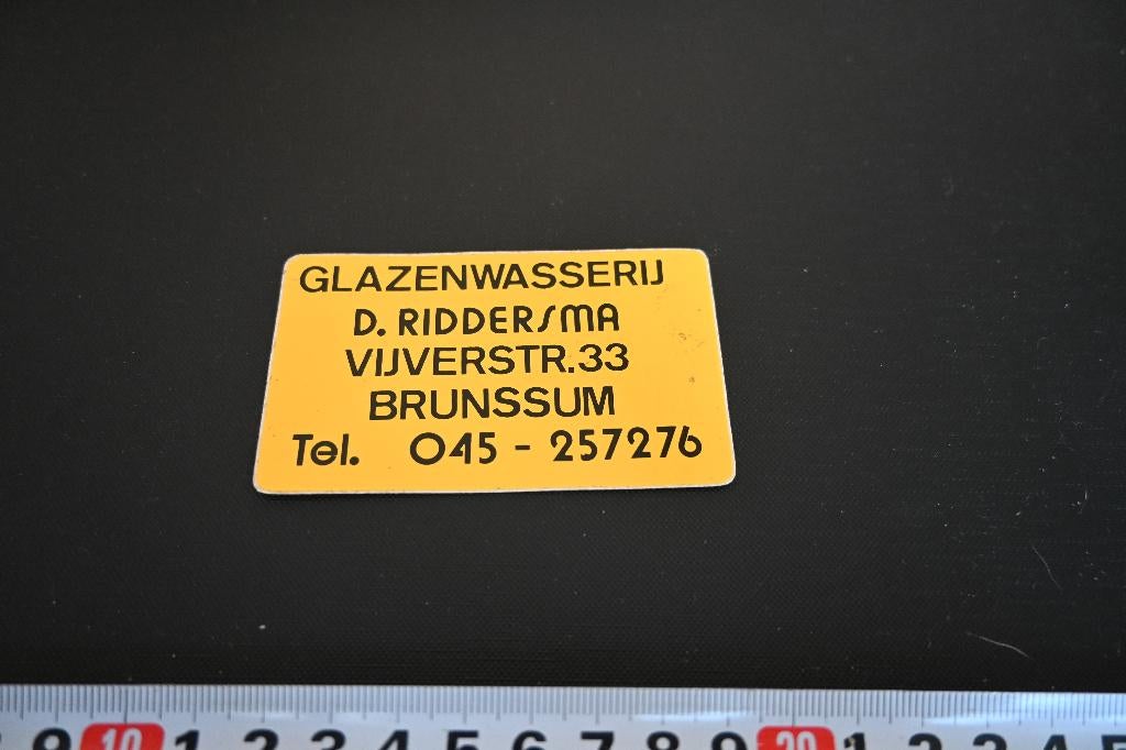 sticker Brunssum Glazenwasserij D. RIDDERSMA Vijverstraat 33, Ophalen, Zo goed als nieuw, Sticker