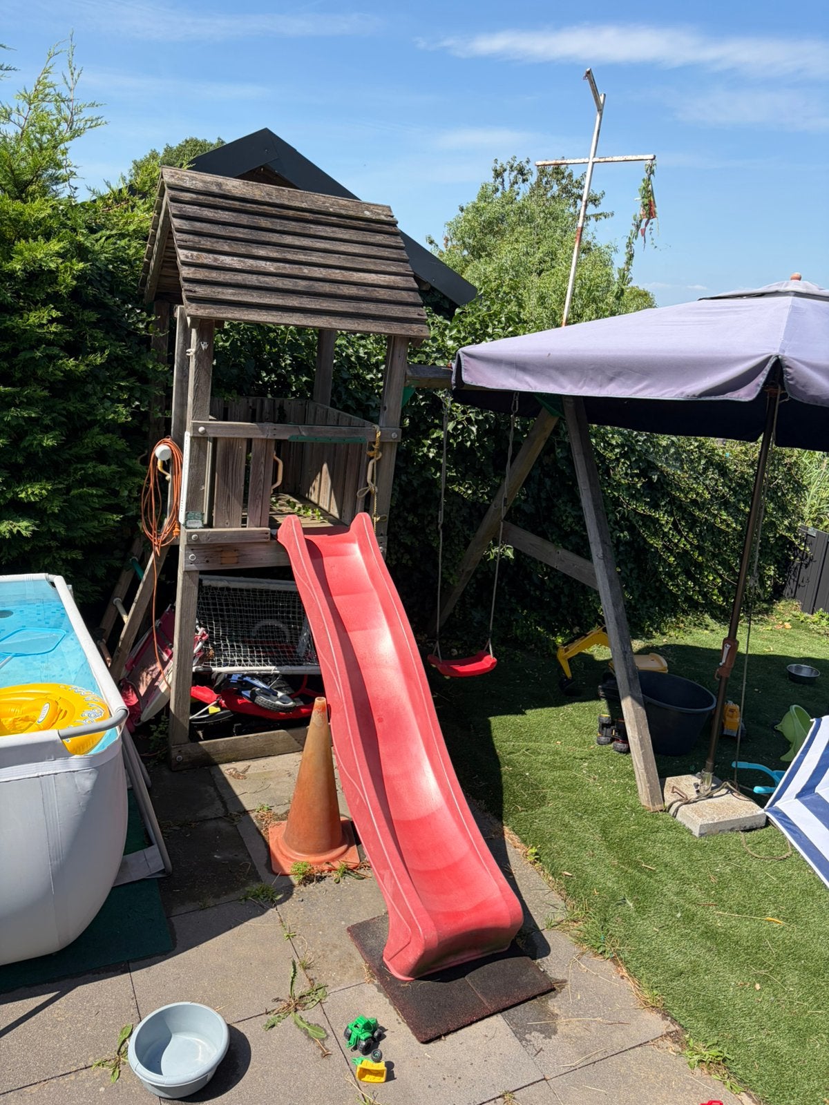 Speelhuisje van jungle gym nog netjes!, Ophalen, Zo goed als nieuw, Hout
