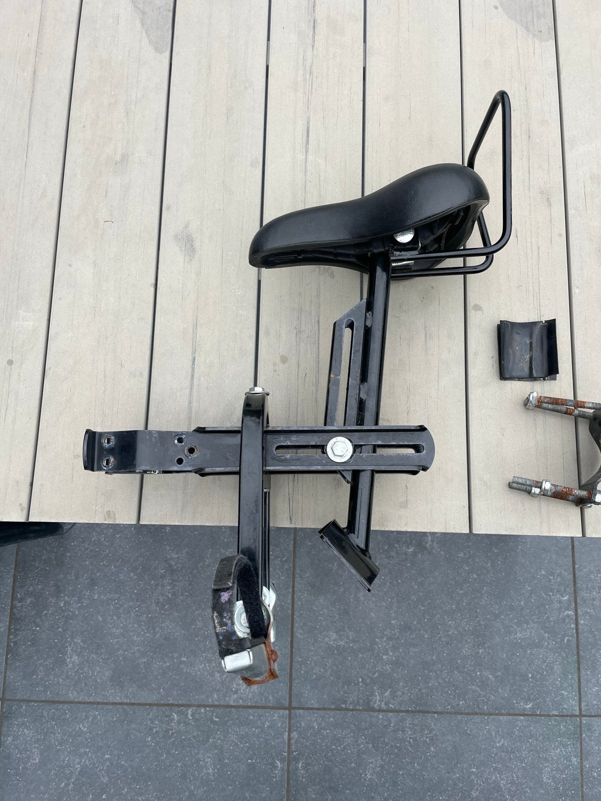 Zadel op stang model 4 - fietszitje voor, Ophalen of Verzenden, Gebruikt, Voorzitje, Voetsteuntjes