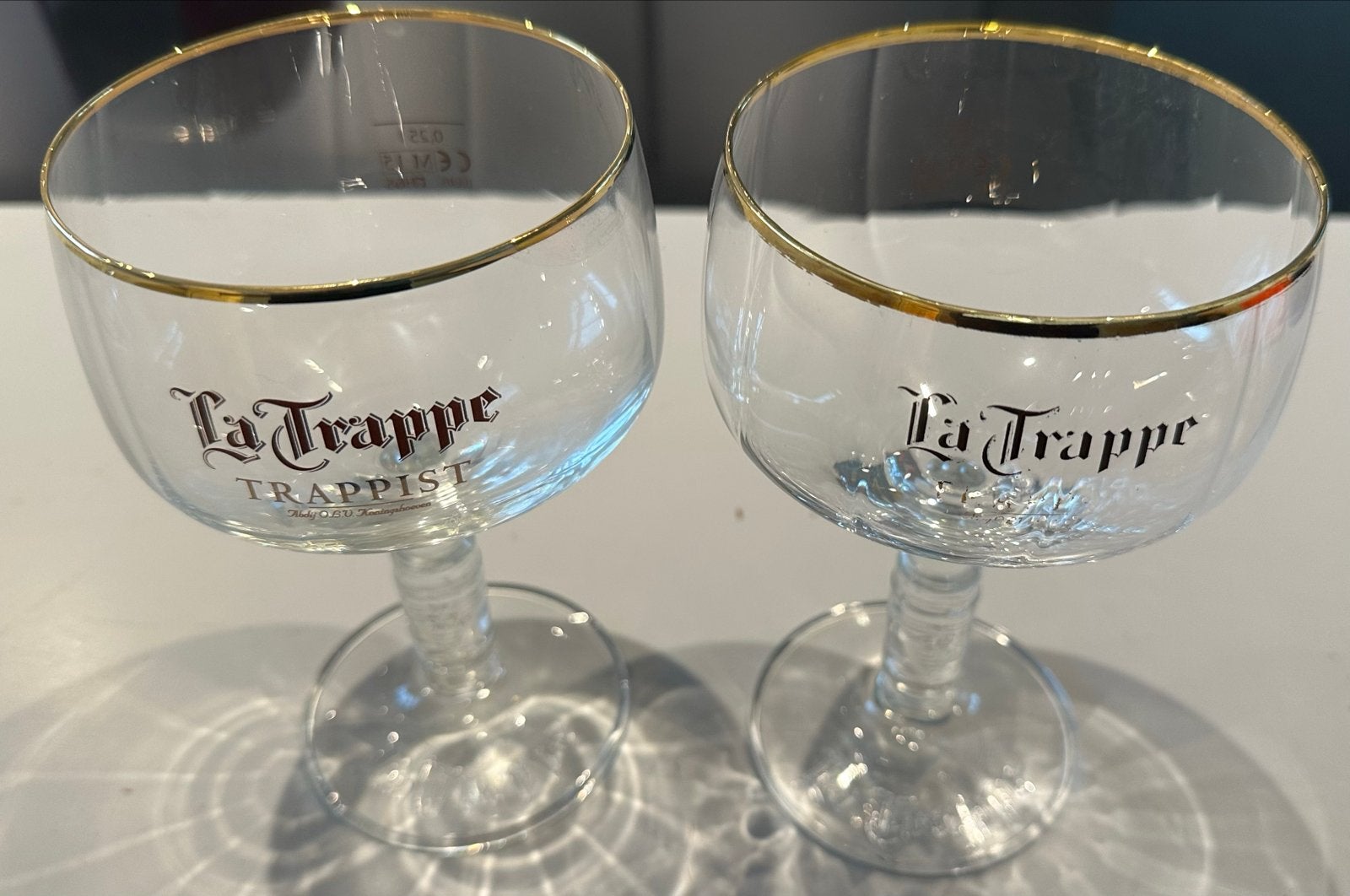 2 La Trappe Trappist bierglazen - Goede en gebruikte staat, Ophalen, Glas of Glazen, Gebruikt, Overige merken