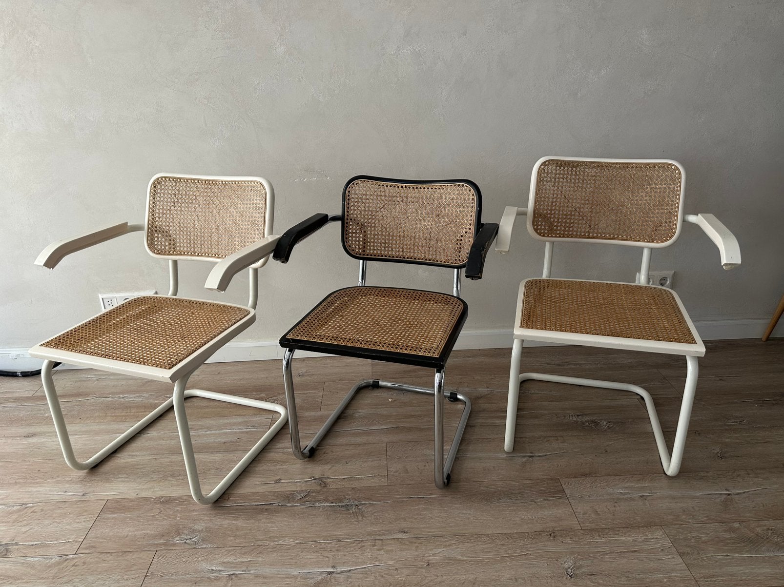 6st Italiaanse 80/90 jarige vintage rotan stoelen., Huis en Inrichting, Stoelen, Ophalen, Overige materialen, Gebruikt, Overige kleuren