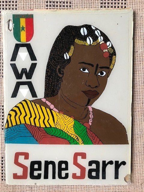 Senegalees 'behind glass' schilderij, Antiek en Kunst, Schilderij, Afrika, Ophalen of Verzenden, Meerkleurig