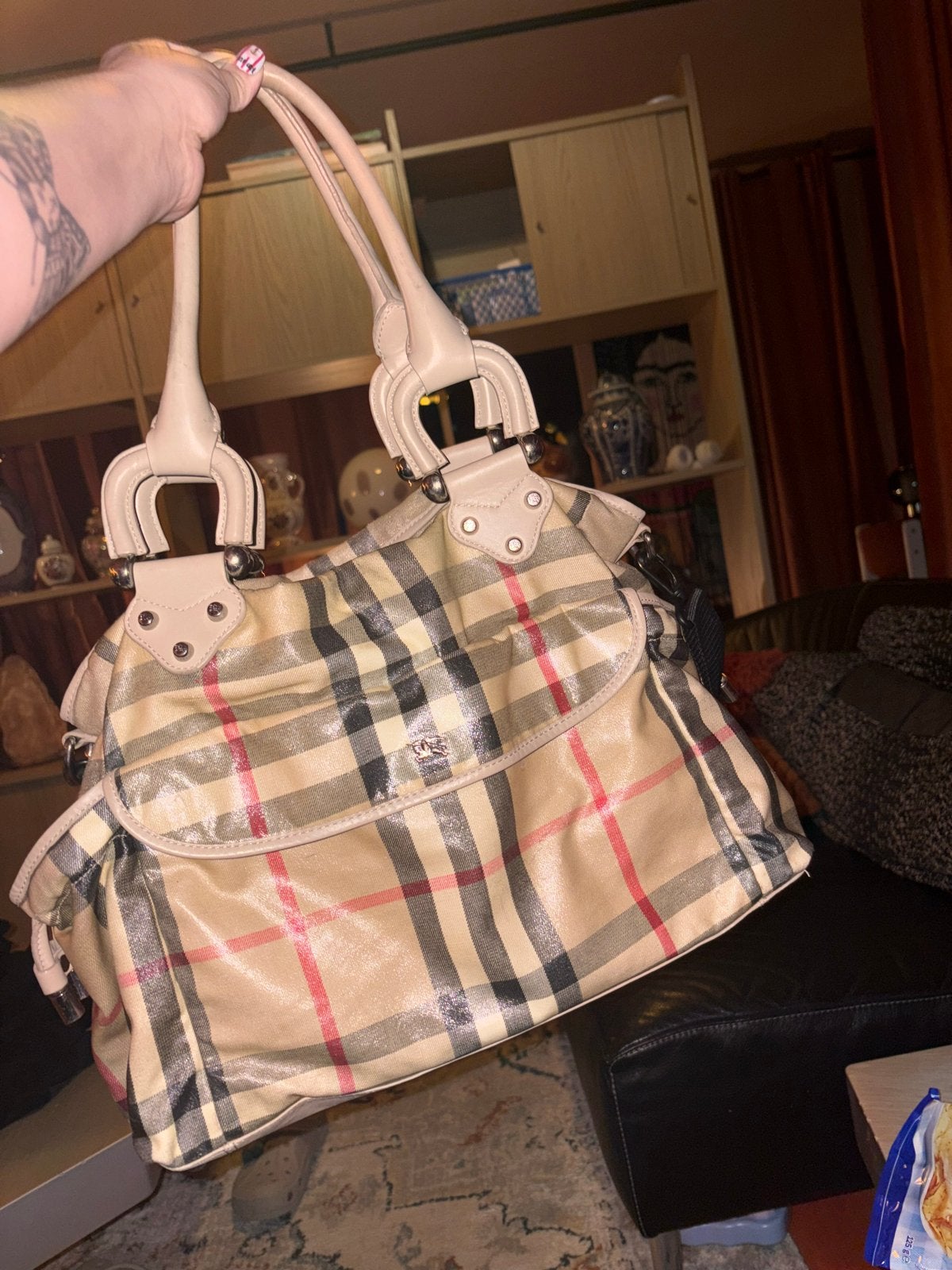 Burberry Luiertas met Klassiek Ruitpatroon en Verschoningsma, Kinderen en Baby's, Verzorgingstas, Beige, Gebruikt, Overige merken