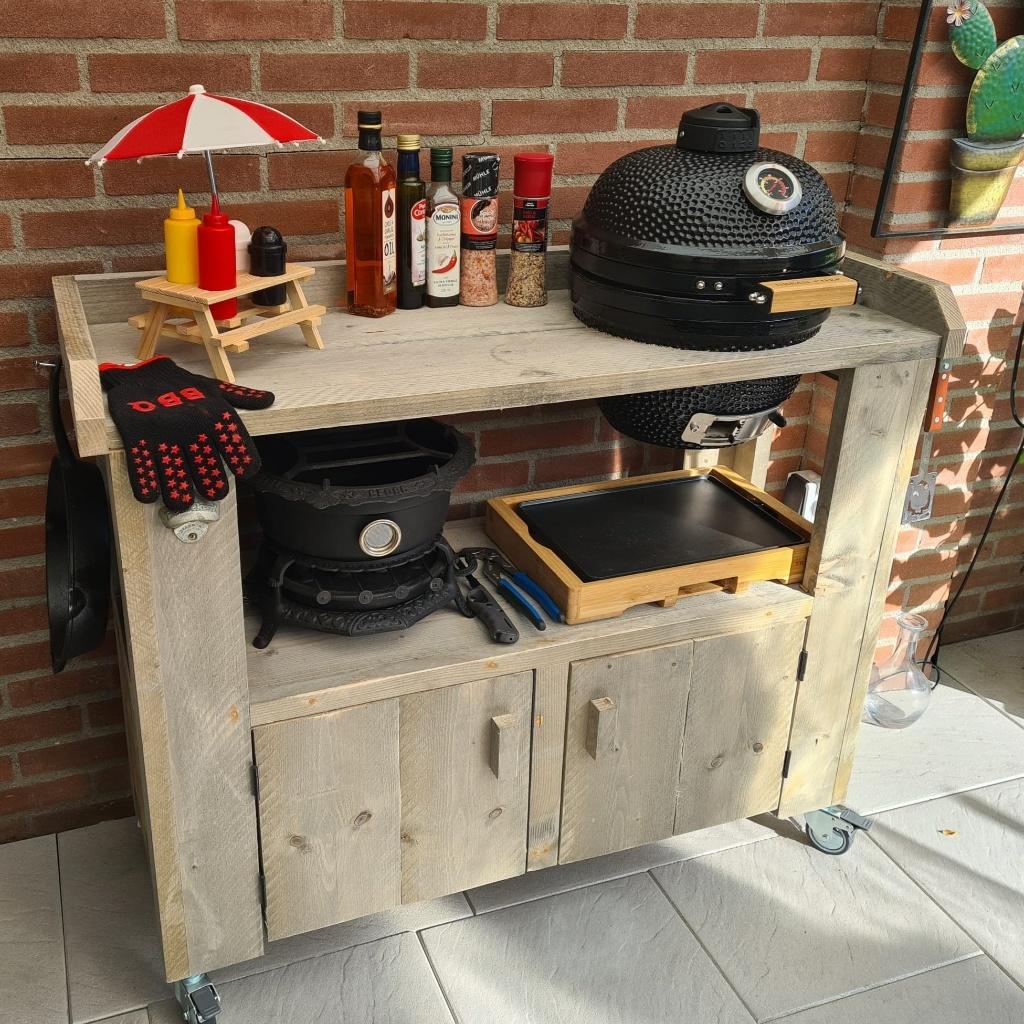 Bbq tafels van steigerhout, Tuin en Terras, Buitenkeukens, Ophalen of Verzenden, Nieuw, Houtskool, Vrijstaand