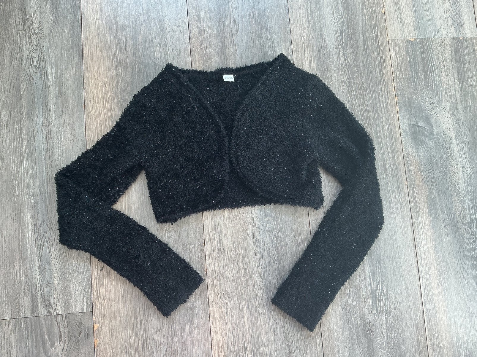 Zwarte bolero met glitters maat 134-140, Ophalen of Verzenden, Zo goed als nieuw, Meisje, Trui of Vest