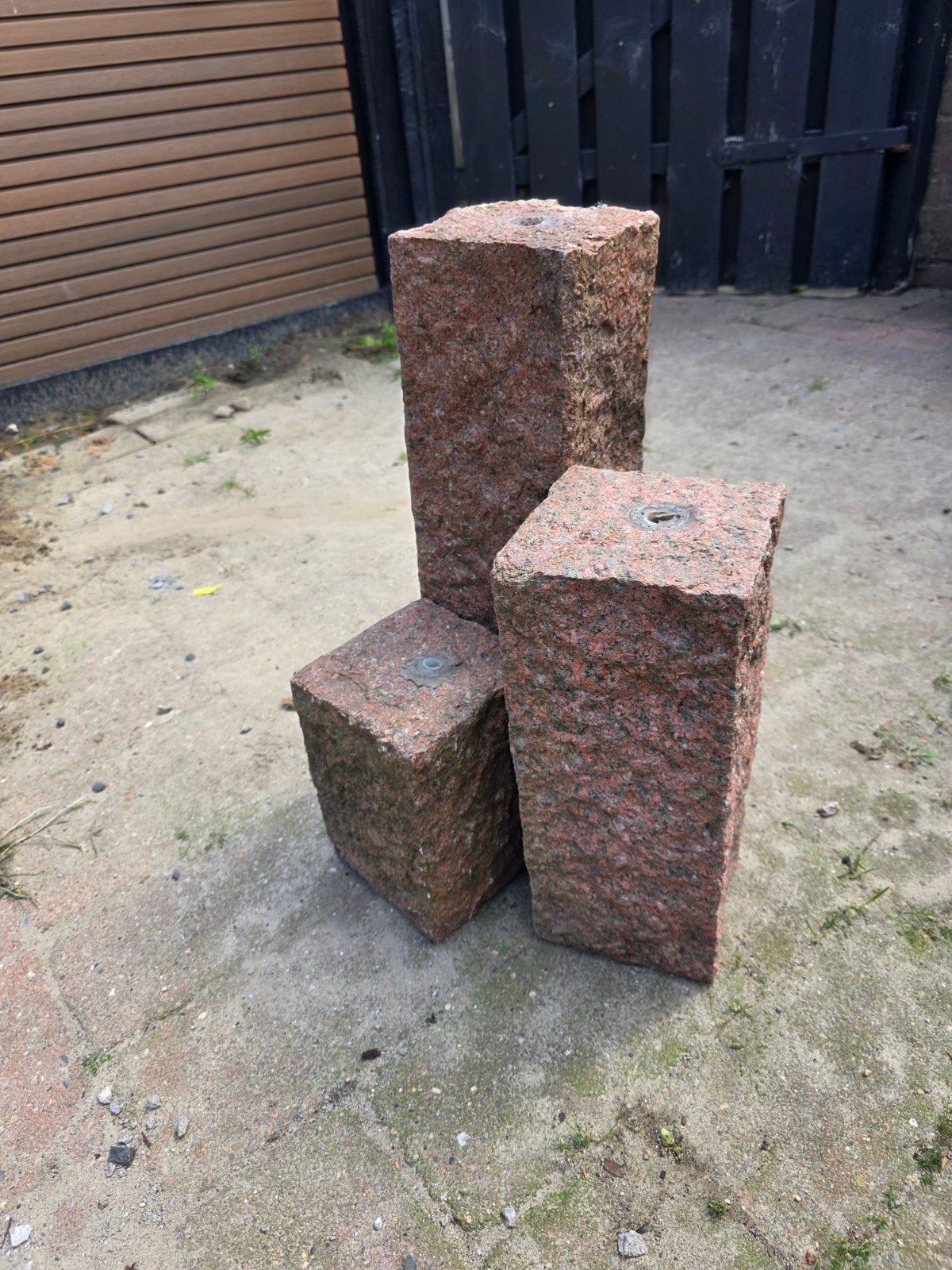 Granieten fonteinzuilen - Set van 3, Tuin en Terras, Tuinbeelden, Ophalen