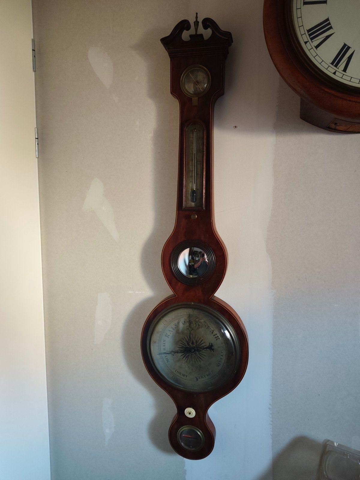 Antieke C. Realini Preston Banjo Barometer, Ophalen, Gebruikt, Barometer