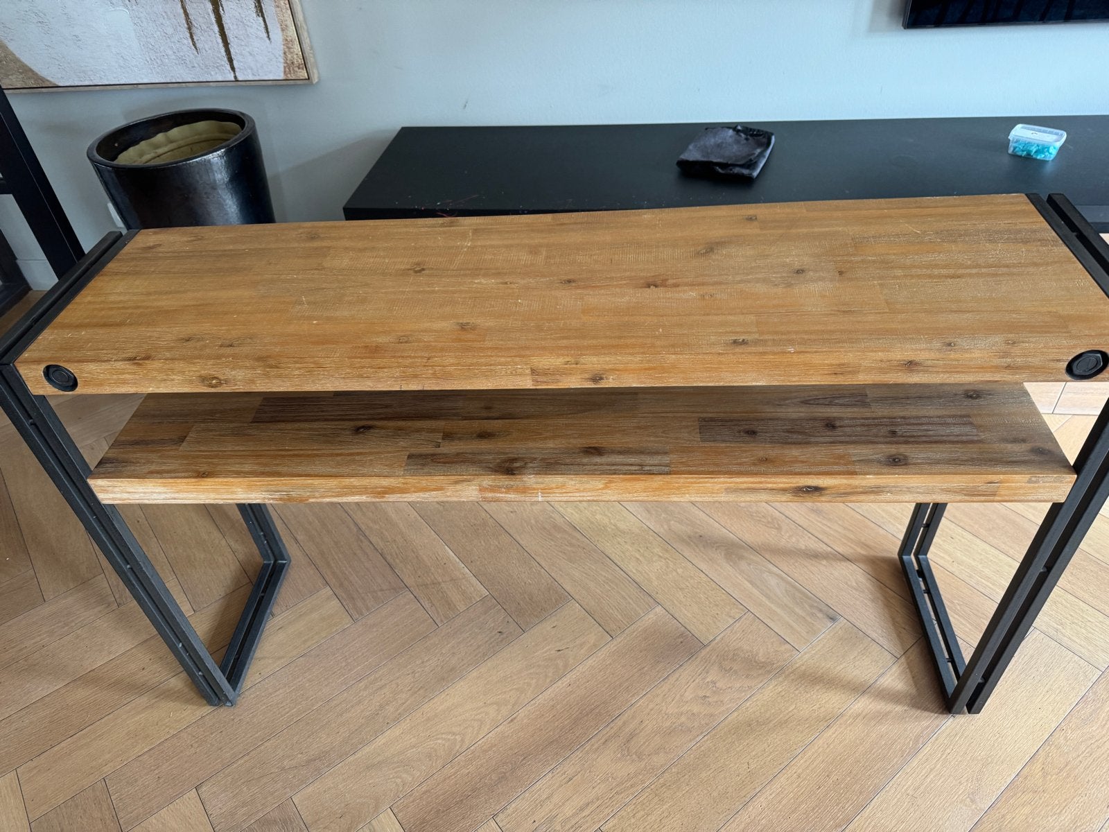 Stoere sidetabel 140x80 cm - Kan nog prima een ronde mee!, Ophalen, Gebruikt, 100 tot 150 cm, 75 cm of meer