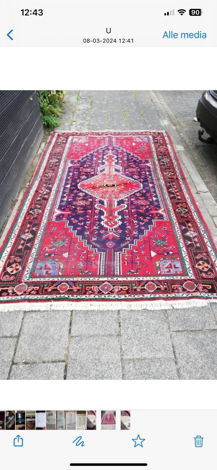 Prachtig Perzisch tapijt - Handgeknoopt, Rood/Blauw, Ophalen, Gebruikt, 150 tot 200 cm, 200 cm of meer