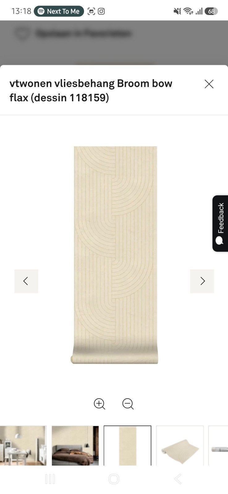 Vtwonen Vliesbehang Broom Bow Flax 2 rollen (Dessin 118159), Huis en Inrichting, Ophalen, Beige, Overige merken, Geometrisch