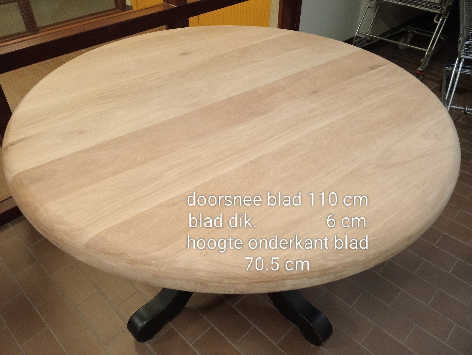 massief eiken eettafel, Ophalen, Gebruikt, Rond, 200 cm of meer