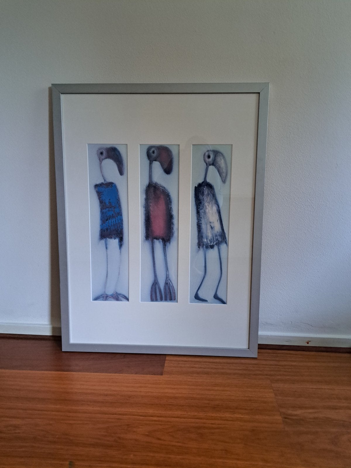Modern ingelijst schilderij 62x84cm, Antiek en Kunst, Ophalen, Figuren, Papier/karton, Ingelijst
