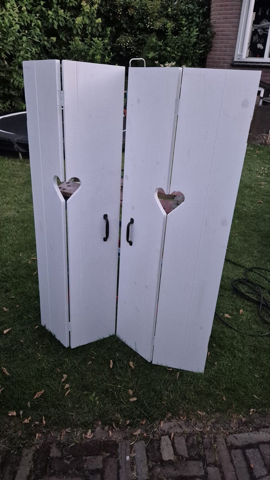 Grenen bedstee luiken met hartuitsparing (set van 2), Ophalen, Gebruikt, 70 cm of minder, Wit