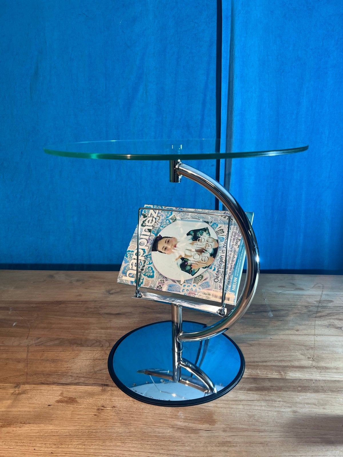 Chrome bijzettafel Kokoon Design, Minder dan 55 cm, Gebruikt, Rond, Glas