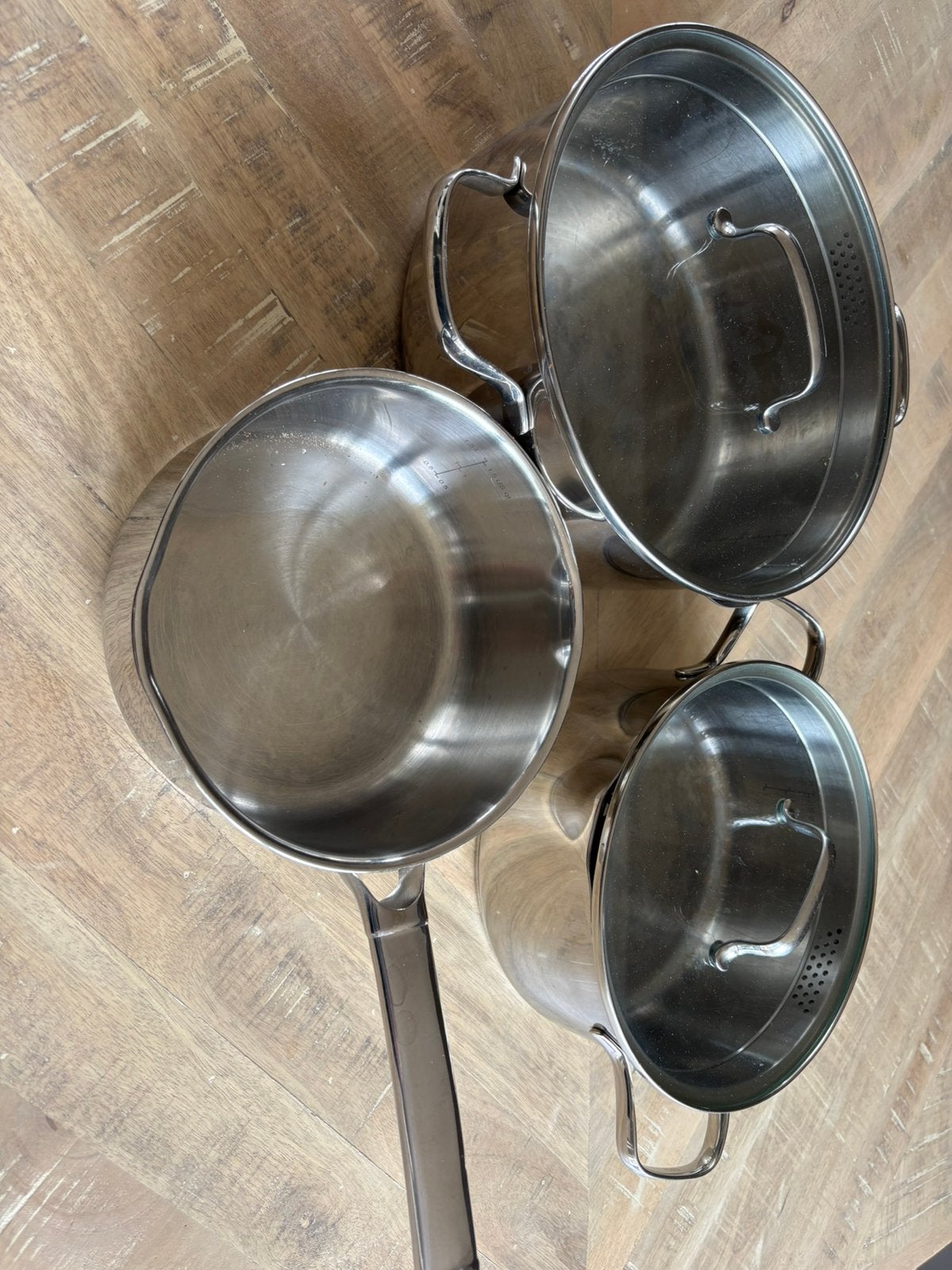 Pannenset van het merk Masterchef, Ophalen, Zo goed als nieuw, Rvs, Pannenset